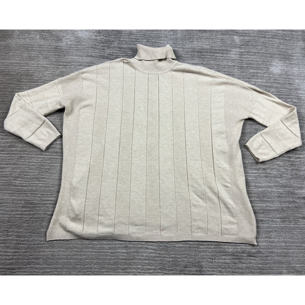 Joseph A Sweater Womens Small‎ Beige Tan Turtleneck Ribbed Knit Pullover Winter